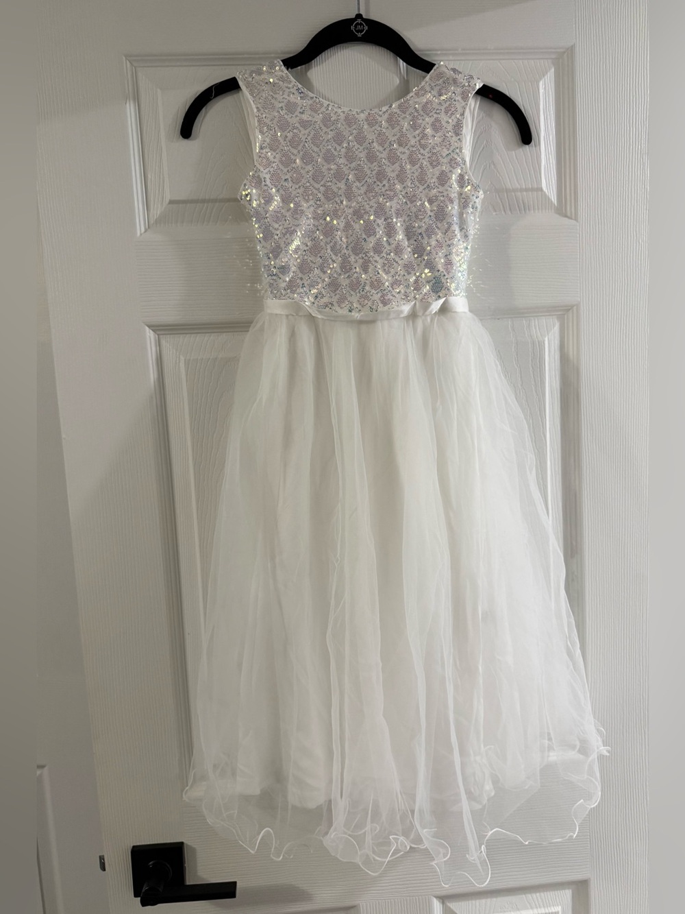 Grace Karin White Sequin Bodice Tulle Flower Girl Dress